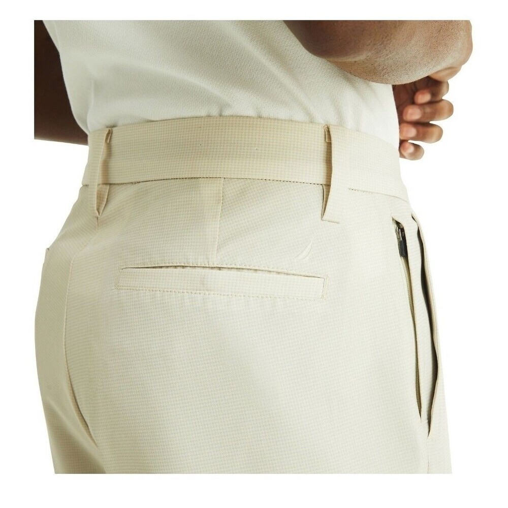 Nautica Mens Slim Fit Deck Shorts Sz 40 Gold White Checkered 8.5" Inseam Stretch - Picture 8 of 8